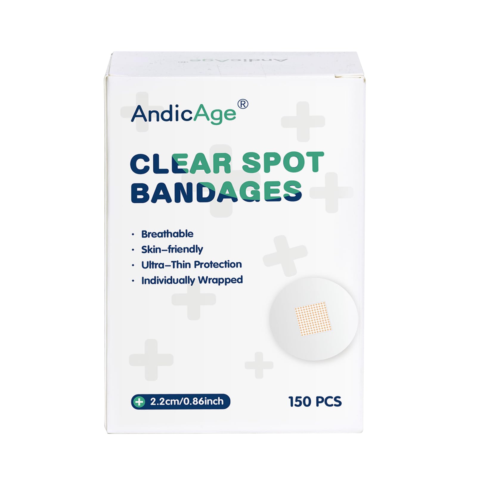 150pcs Clear Round Spot Bandages PE Waterproof Circle Adhesive Bandages, 1 Box (New pacakge)