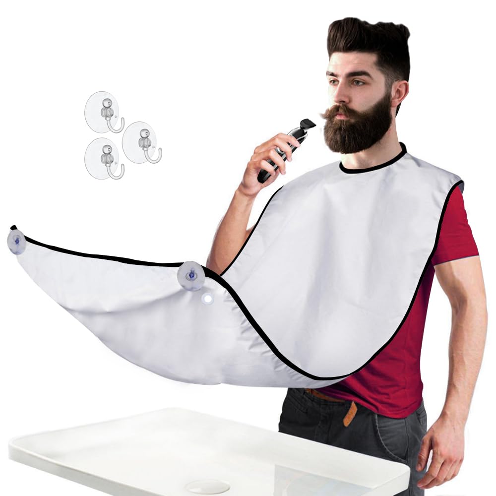 Mobi Lock Beard Shaving Catcher Bib - The Smart Way to Shave - Beard Trimming Apron & Shaving Cape - Perfect Grooming Gift or Men's Birthday Gift