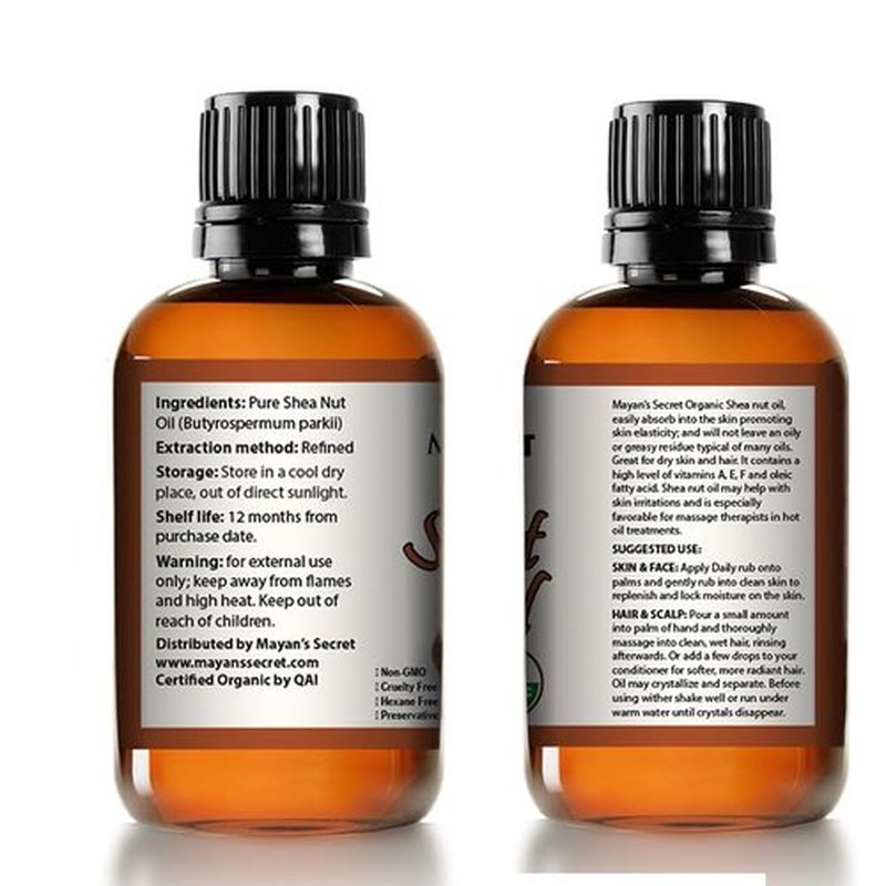 Mayan's Secret Shea Nut Oil USDA Certified Organic Natual Undiluted Cold Pressed for Skin Hair Lips and Nails