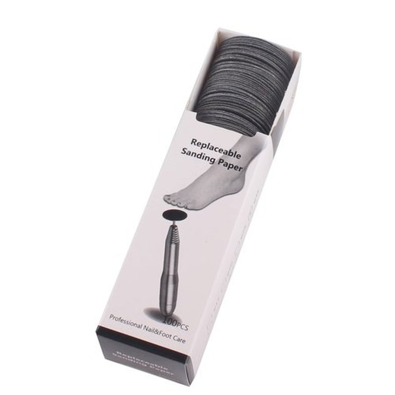 MZCMSL 100pcs Sandpaper Disc and 1pcs Metal Drill Bit, 3/32 Shank Pedicure Sanding Disc Bit for Dead Skin Callus Electric Foot File #150 Grit (Medium,35mm)