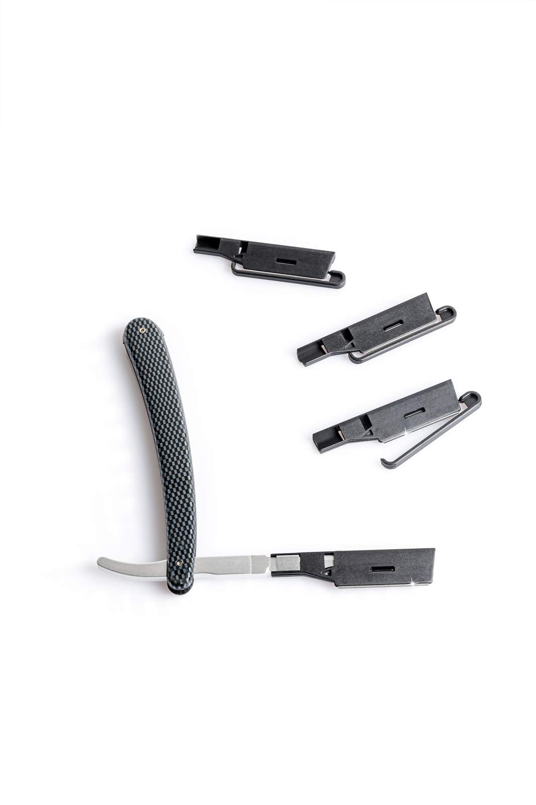 Professional Barber Aluminum Multi Use Straight Razor Handle with Disposable Razors 100 Pack Professional Straight Razor Kit for Barber, Macho by Better Barber