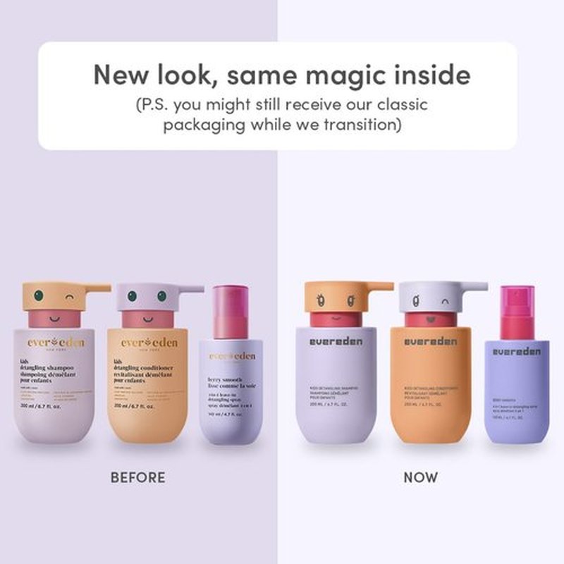 Evereden Kids Haircare Set - Detangling Shampoo, Conditioner & Pain-Free Brush | Vegan, Sulfate-Free, 3+