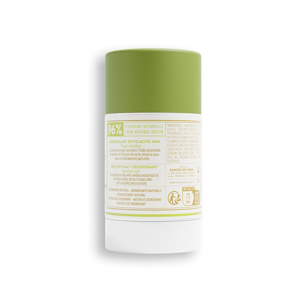 Panier des Sens - Lemon Verbena Deodorant for Women - Aluminum Free Deodorant for Sensitive Skin - 48H Odor Protection - Shea Butter Enriched - Natural Deodorant - Made in France - 1.7 oz