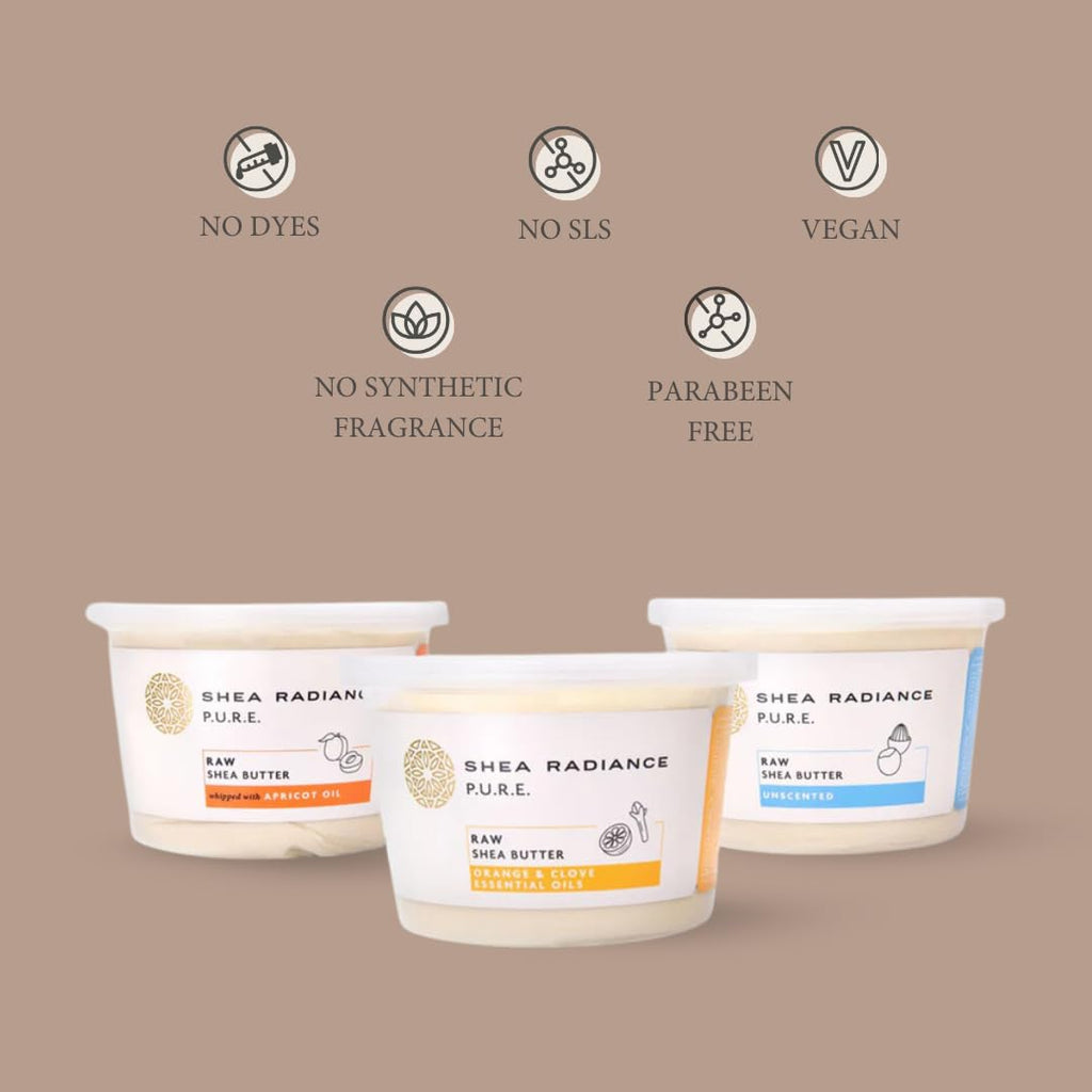Shea Radiance P.U.R.E Raw Shea Butter | 100% Natural & Unrefined Body Butter | Soothes, Softens, & Increases Collagen | Long Lasting Moisture | Moisturizer for Sensitive Skin | Unscented (14 oz)