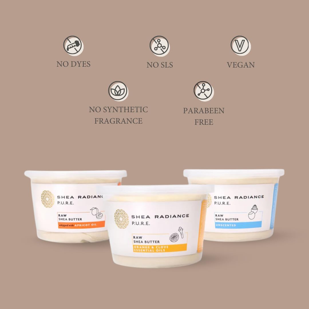 Shea Radiance P.U.R.E Raw Shea Butter | 100% Natural & Unrefined Body Butter | Soothes, Softens, & Increases Collagen | Long Lasting Moisture | Moisturizer for Sensitive Skin | Unscented (14 oz)