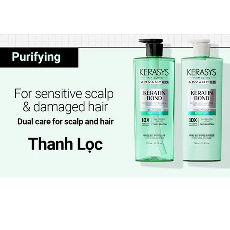 Kerasys Advanced Keratin Bond Purifying 20.2 fl oz / 600 ml (1-Pack, Treatment), Green