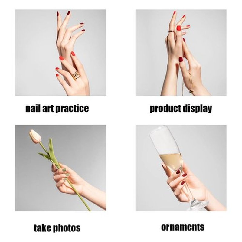 BodhiTCM Silicone Female Hand Realistic,Lifelike for Manicure Practice,Jewelry Display, Accessory Display Photography, Film Props, Etc with Acrylic Nails (2, Nude)