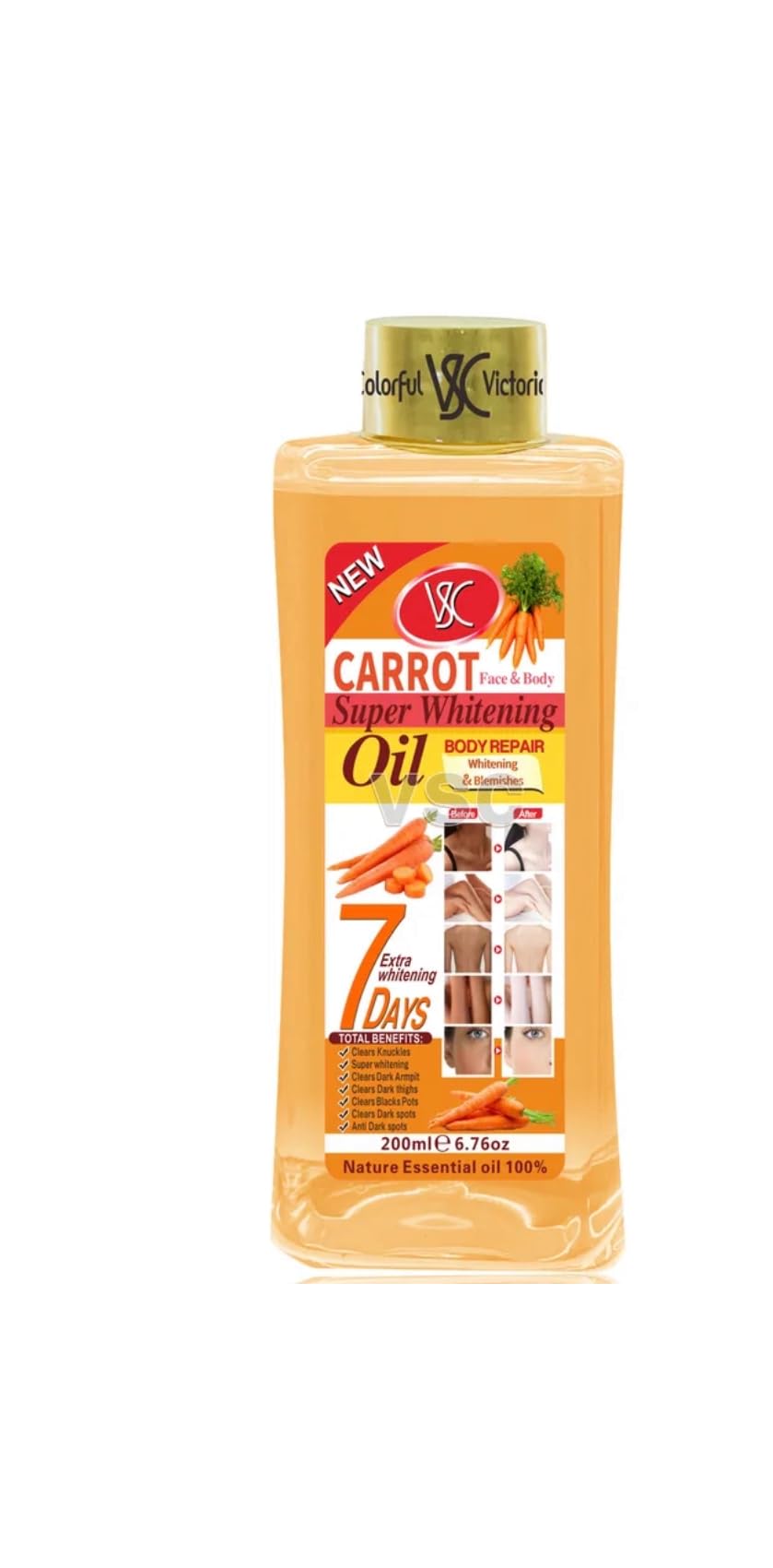 Soft 7 CARROT Oil, Natural Moisturizing Oil for Face and Body, All Skin Types 6.7oz /200ml