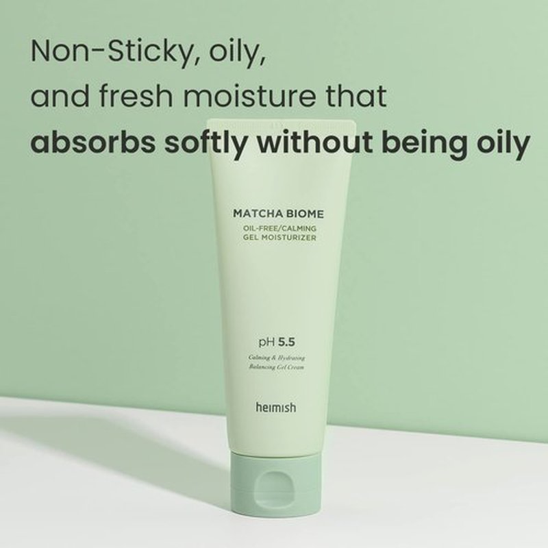 HEIMISH Matcha Biome Oil-free Calming Gel Moisturizer - Moisturizing, Cooling, Soothing, Low Irritating, Non-sticky formula with Matcha, Probiotics, for Oily & Acne-prone Skin, pH 5.5, 3.4fl.oz/100ml