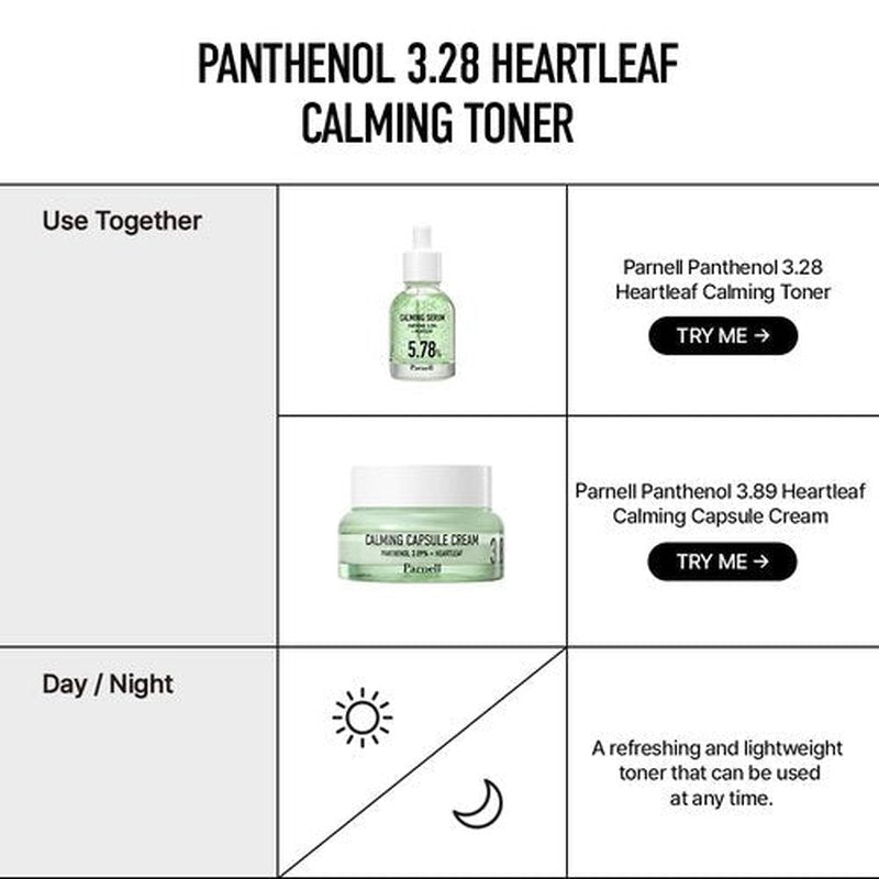 Parnell Panthenol 3.28% Heartleaf Calming Toner (6.76 Fl Oz / 200ml) | Korean Hydrating Toner with B5, Heartleaf & Centella | Ceramide & Hyaluronic Acid for Soothing Redness