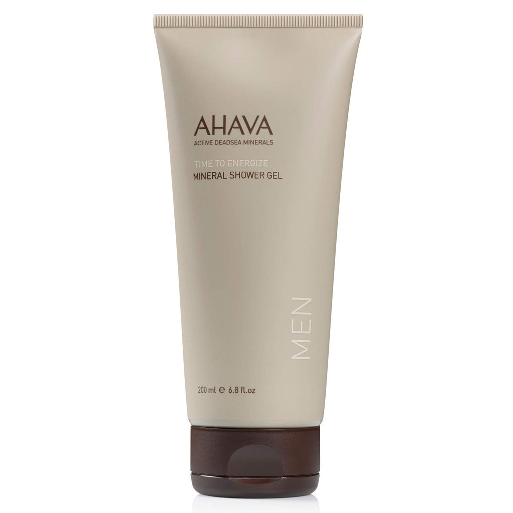 AHAVA Time To Energize Men's Mineral Shower Gel - Refreshing Shower Gel, Soothing, Energizing & Skin-Friendly Cleanser, with Osmoter, G-Force, Aloe Vera, Allantoin & Zinc, 6.8 Fl.Oz