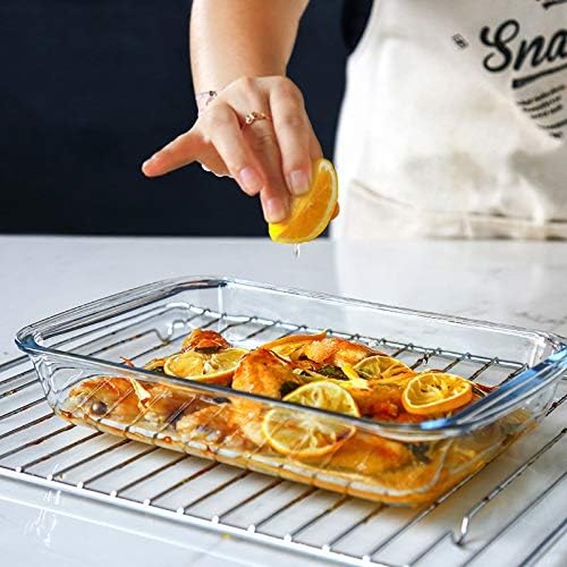 Regine Switzerland 8-Piece Deep Glass Baking Dish Set - Rectangular Bakeware with Plastic Lids | Freezer-to-Oven Safe, Gray