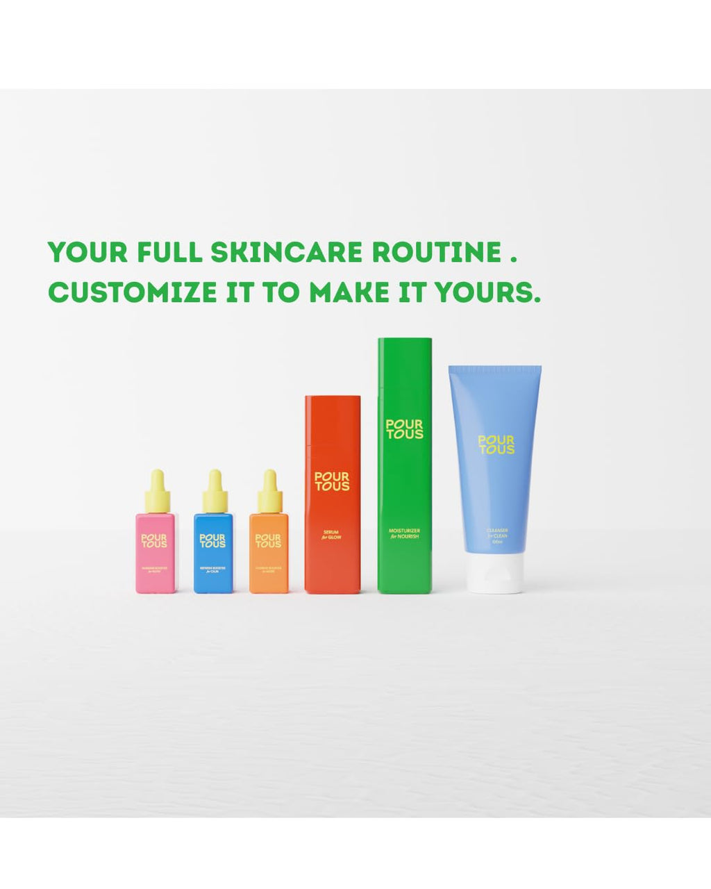 POUR TOUS Complete Facial Routine Set (6 pc) | Face Cleanser, Moisturizer, Serum + 3 Boosters w/Niacinamide & Hyaluronic Acid | Safe Plant-Based Skincare For Tweens Teen & Young Adult Skin