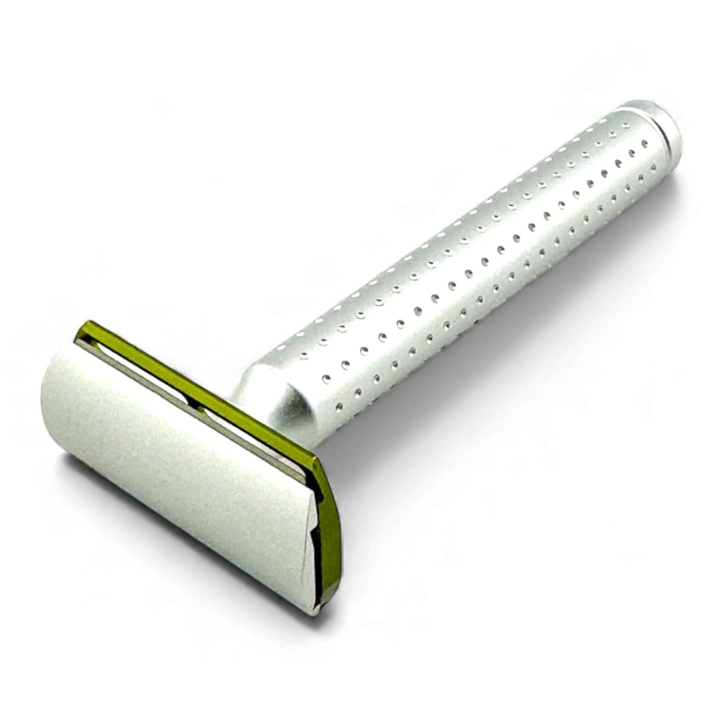 Parker Safety Razor - The AeroShave XL, Long Handle-CNC Aluminum Double Edge Safety Razor & 5 Blades,- Precision Blade Exposure for a Comfortable Shave, For Men & Women. Mild Aggression