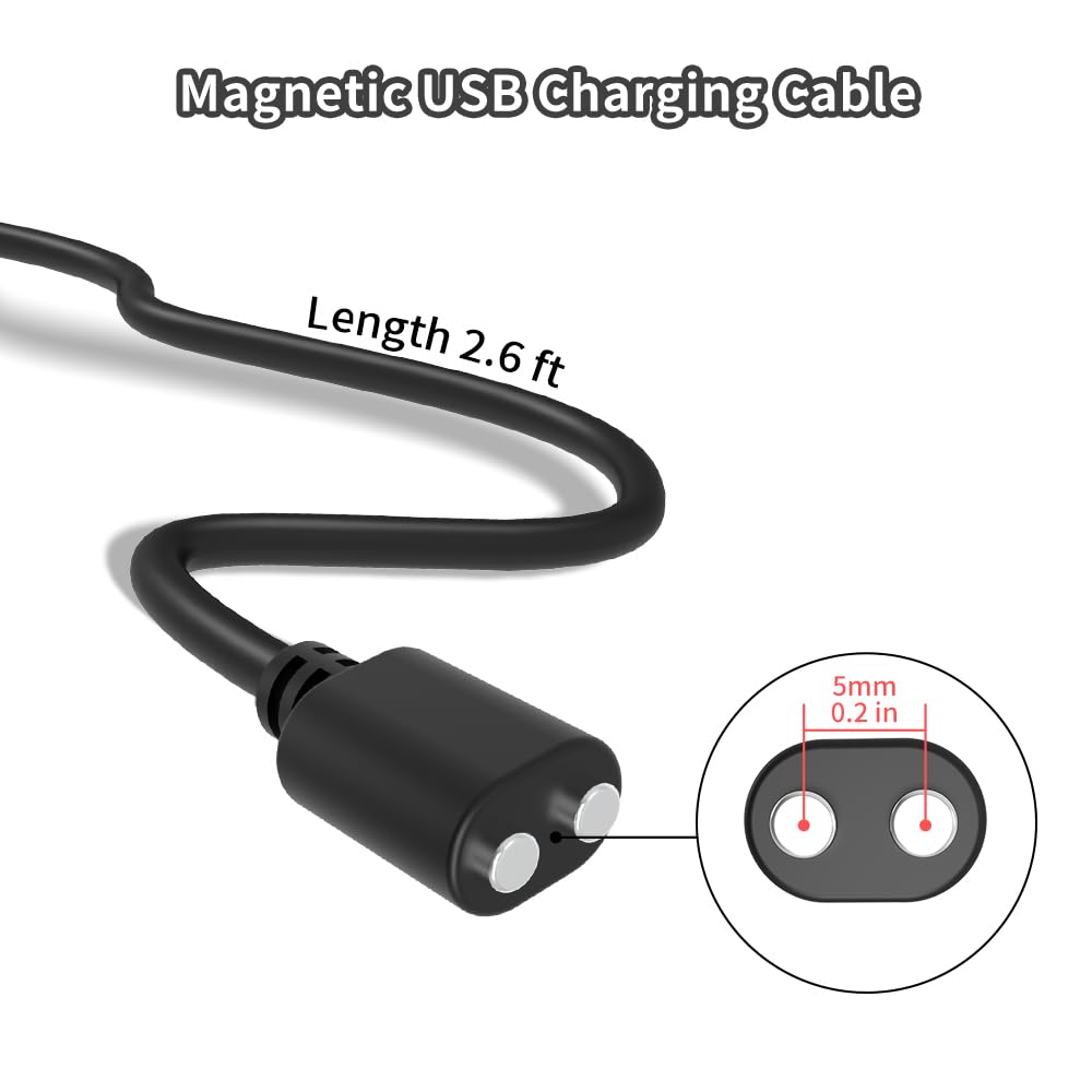Vebaisa Magnetic USB DC Charger Cable Replacement Charging Cord for 2 Dots Rechargeable Devices - 5mm/0.2inch