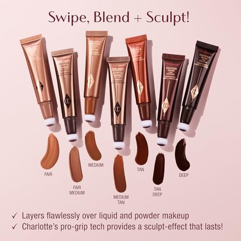 Charlotte Tilbury Hollywood Liquid Contour Wand - Easy-to-Use Contour Stick & Liquid Bronzer for Sculpting & Shaping - Leaves a Natural-Looking Sculpted Finish - Fair/Medium