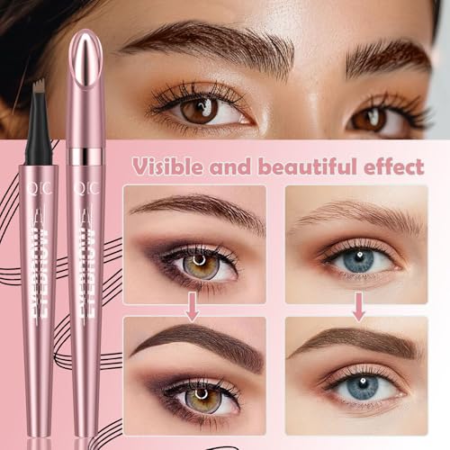 (04 Black) microblading eyebrow pencil,eyebrow pencil hair drawing,waterproof Eyebrow Pen with Micro-Fork-Tip