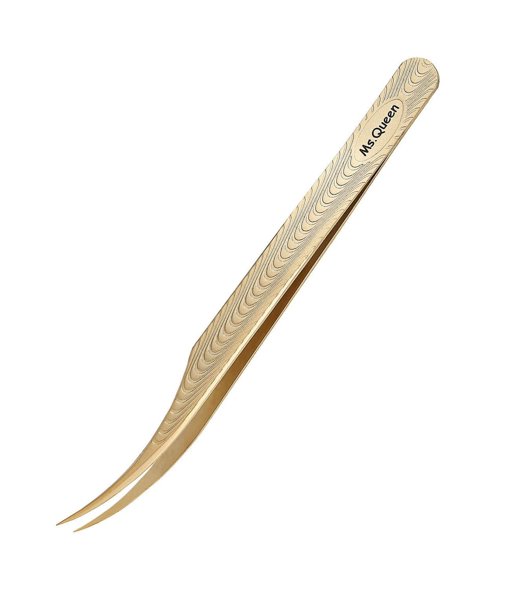 Ms.Queen Lash Extension Tweezers-Dolphin Shape Tip Isolation Tweezers for Classic Volume Eyelash Extensions,Dolphin