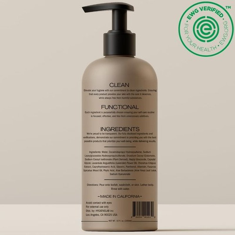 HygieneLab Men's Natural Body Wash - Ultra Hydrating Lavender Sands | EWG Verified, Sulfate-Free, 10 oz