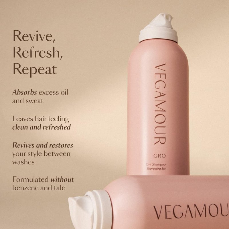 VEGAMOUR GRO Dry Shampoo - Volumizing Spray for Thicker, Fuller Hair | Natural Citrus Scent
