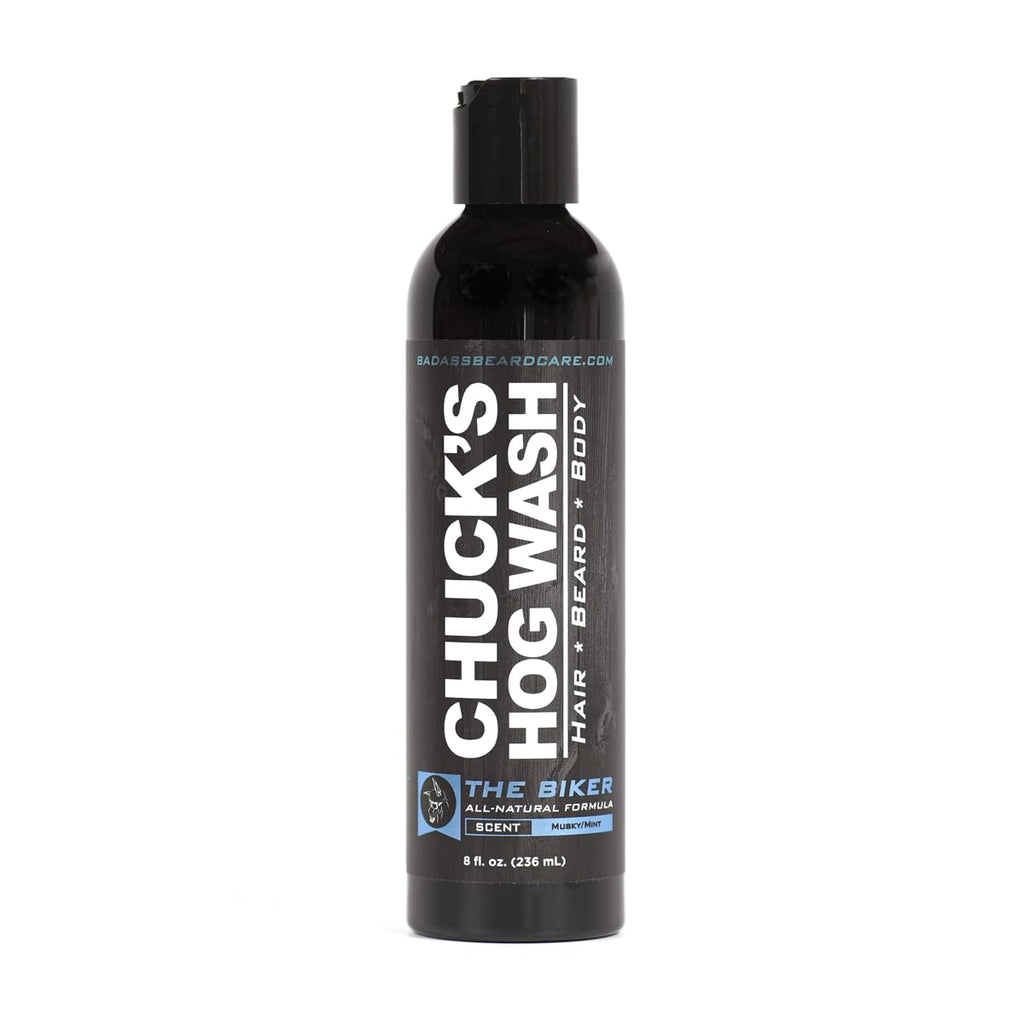 Chuck's Hog Wash - All Natural Beard and Body Wash - The Biker Scent, 8oz - Leaves Your Beard Softer than its Ever Been and is Suitable for Daily Use