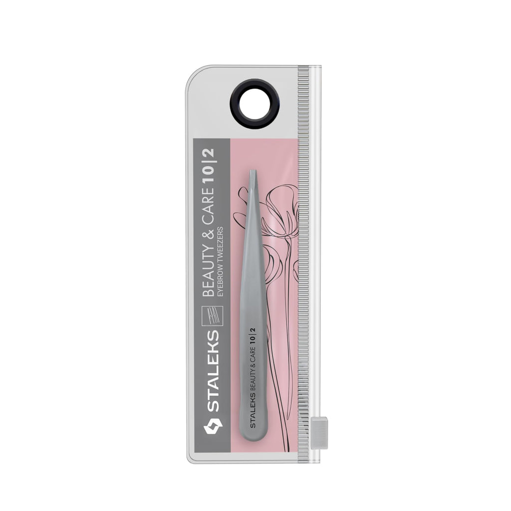 STALEKS BEAUTY & CARE 10 Type 2 Eyebrow Tweezers – Narrow Straight Stainless Steel for Thick Brows & Precise Home Hair Removal