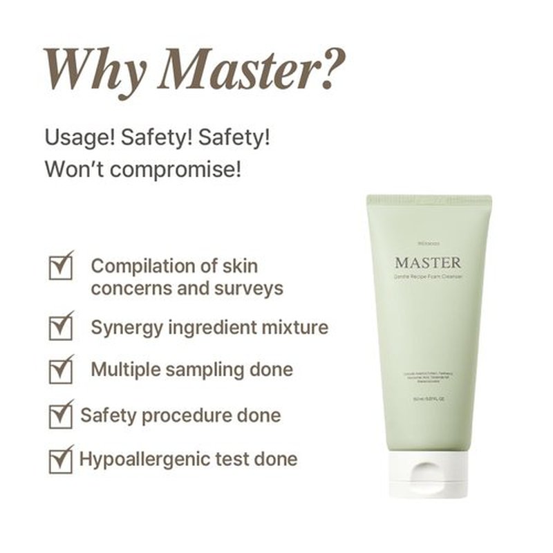 Mixsoon Master Gentle Recipe Foam Cleanser - Mild Exfoliation with Amino Acid Complex & Cica | 150ml