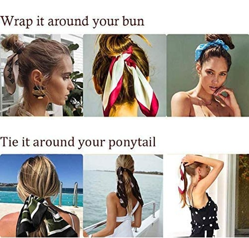 Cutewing Hair Scrunchie Scarf Bow Scrunchies Chiffon Bandana Scrunchies for Women Girls, 6PCS , 2 in 1 Design, No Hurt, Various Occasions