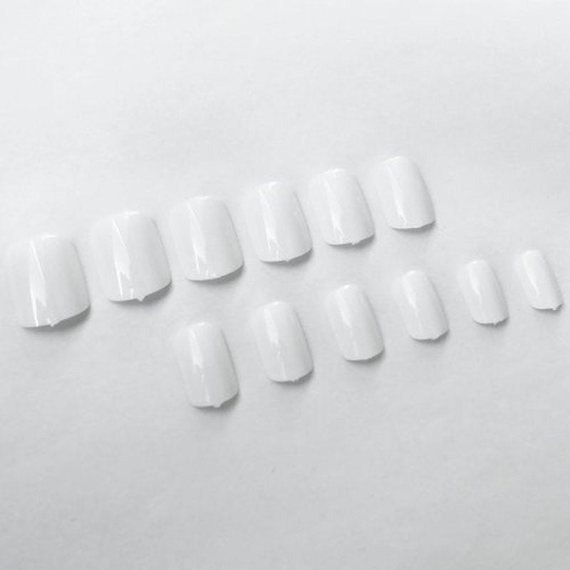 LuckForever Short Press on Nails 240pc Glossy White Press on Nails Short Square Round Fake Nails Full Cover 10 Sheets Nail Adhesive Tabs,Small Wooden Sticks and Nail Files False Nails for Women