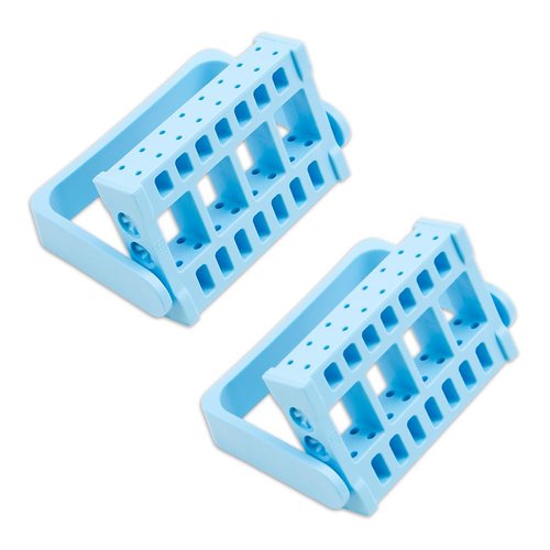 KOOBOOK 2Pcs 16 Holes Acrylic Nail Art Drill Bit Holder Exhibition Stand Organizer Nail Art Display Salon Light Blue