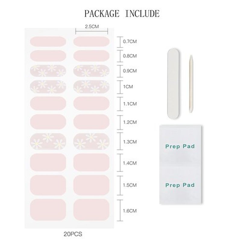 JMEOWIO Gel Nail Stickers Flower Pink Semi Cured Gel Nail Strips Wraps UV/LED Nails Art Design Decoration Accessories