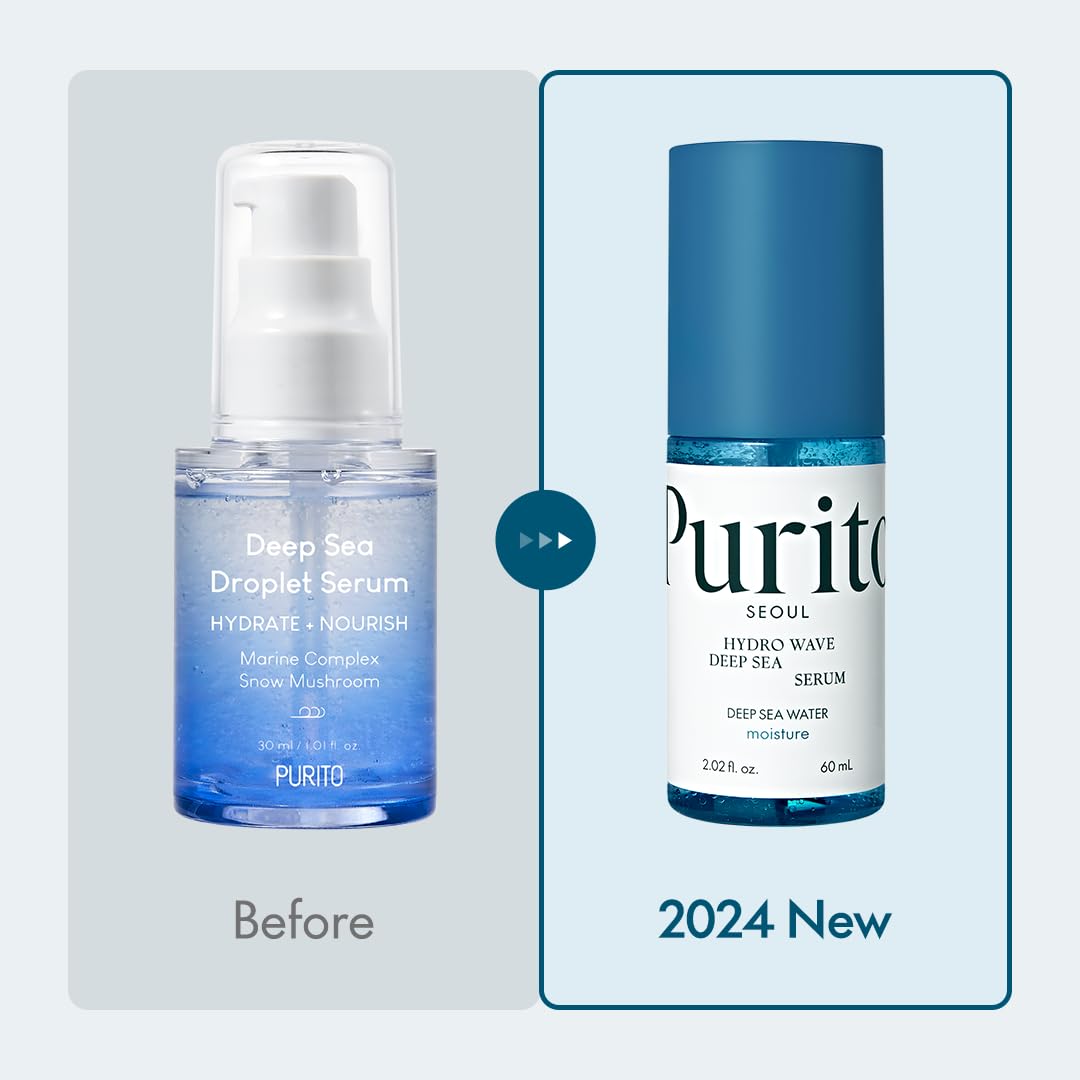 PURITO Deep Sea Serum | Deep Sea Water 66% + Marine Complex + Snow Mushrooms | Facial Serum | for Hydration, Skin Plumping | Lightweight & Non-Greasy Texture | Korean skincare, 60mL 2.02 fl.oz