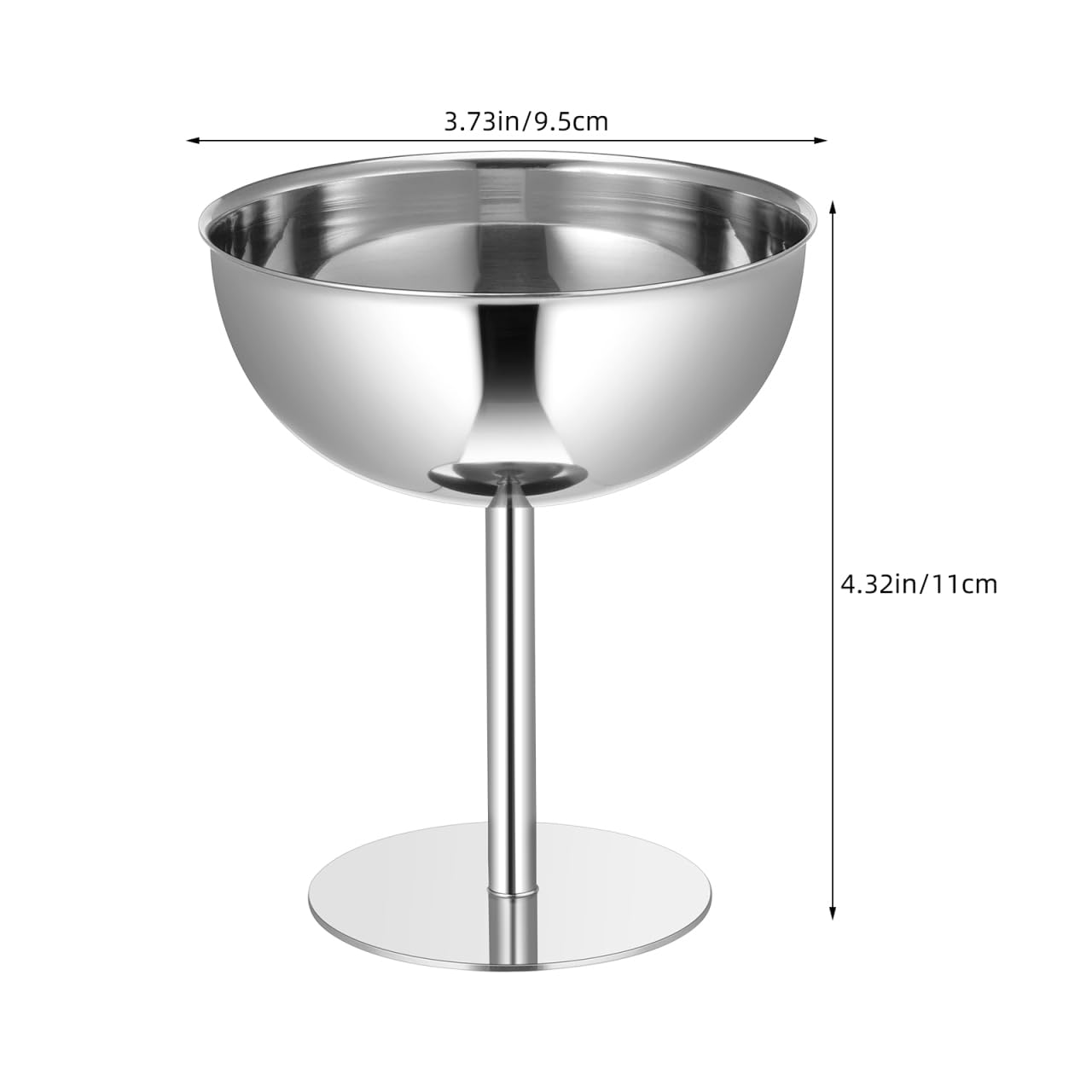 4PCS Stainless Steel Dessert Bowls, 5oz Ice Cream Cups, Stem Footed Metal Sundae Serving Dishes, Shatterproof Pudding Containers, Reusable Coupe Dessert Cup for Weddings Party Family Gathering(Silver)