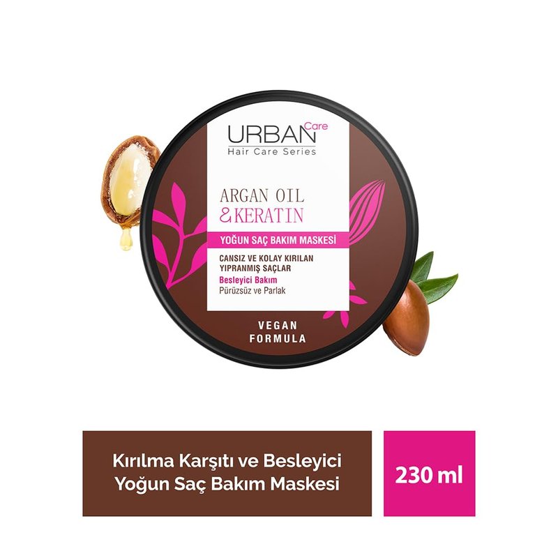 Urban Care Argan Oil & Keratin Hair Mask - Deep Conditioning Treatment for All Hair Types