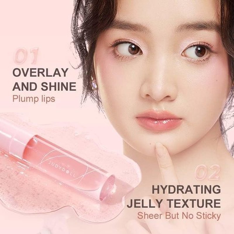 JUDYDOLL Peach Honey Lip Oil - Hydrating Non-Sticky Gloss with Real Peach Scent | Jelly Texture, Moisturizing Care