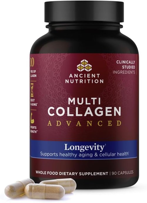 Ancient Nutrition Multi Collagen - Advanced Longevity Formula with Probiotics | 90 Count for Healthy Aging