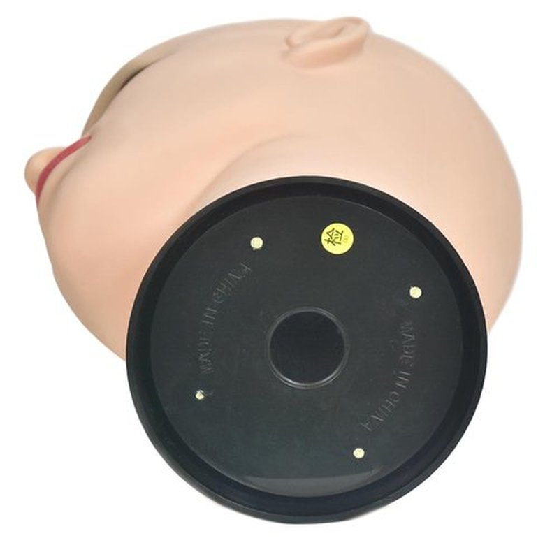 CAZSYSDD Bald Mannequin Head Beige Female Professional Cosmetology Manikin Doll head for Wigs Making Wig Display Hat Display Glasses Display with Free Clamp (12-B)