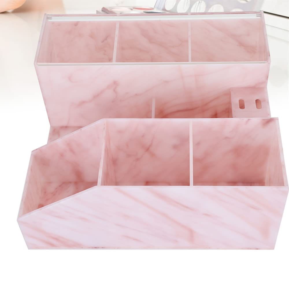 LIXIMMAZN Acrylic Large Capacity Makeup Organizer, Grafting Beauty Extension Supplies Lash Storage Display, Eyelash Storage Case Brush Tweezers Cosmetic Holder (Pink Marble)