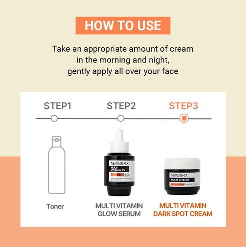 HEIMISH RX Multi Vitamin Dark Spot Cream - Brightening Cream for Dark Spot & Hyperpigmentation Reduction, Face Moisturizer, Hydrating, Anti Aging with Vitamin C, Niacinamide 5%, 50ml (1.69 fl. oz)