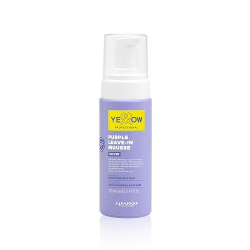 Alfaparf Milano Yellow Professional Silver - Leave-In Mousse for Cool Blonde & Gray Hair - Anti-Yellow Formula (5.41 fl oz / 160 ml)