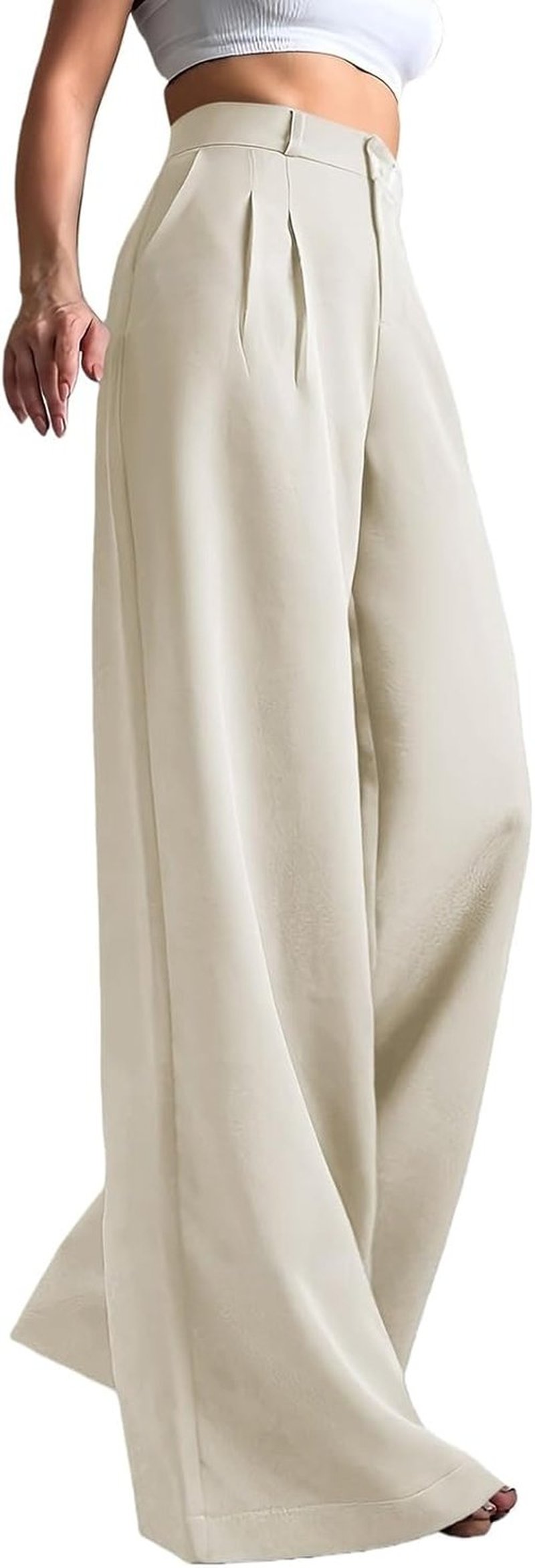 Skiennix Women's Wide Leg Pants - Wrinkle-Free Cotton Linen Capri with Pockets | Plus Size Options Available