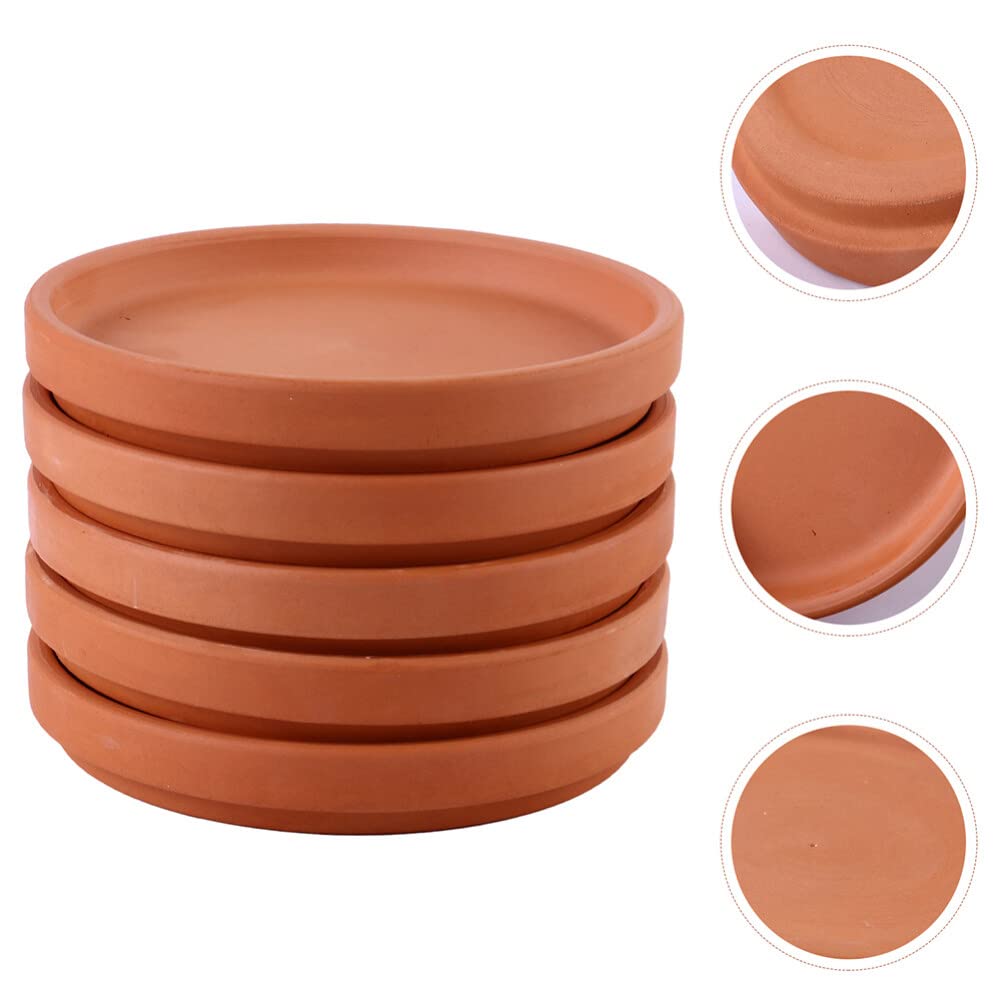 5 Pack Terracotta Plant Saucer 3 Inch, Small Clay Pot Saucers for Indoor Ourdoor Flower Pots, Round Ceramic Planter Trays for Succulents, Unglazed Drainage Drip Base for Potted Plants