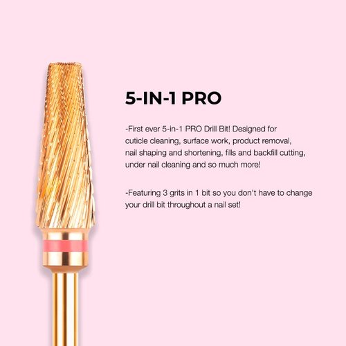 Kiara Sky Professional Nails Universal 5-In-1 PRO Series Drill Bits (PRO 5-in-1 XC-M-XXF ROSE)