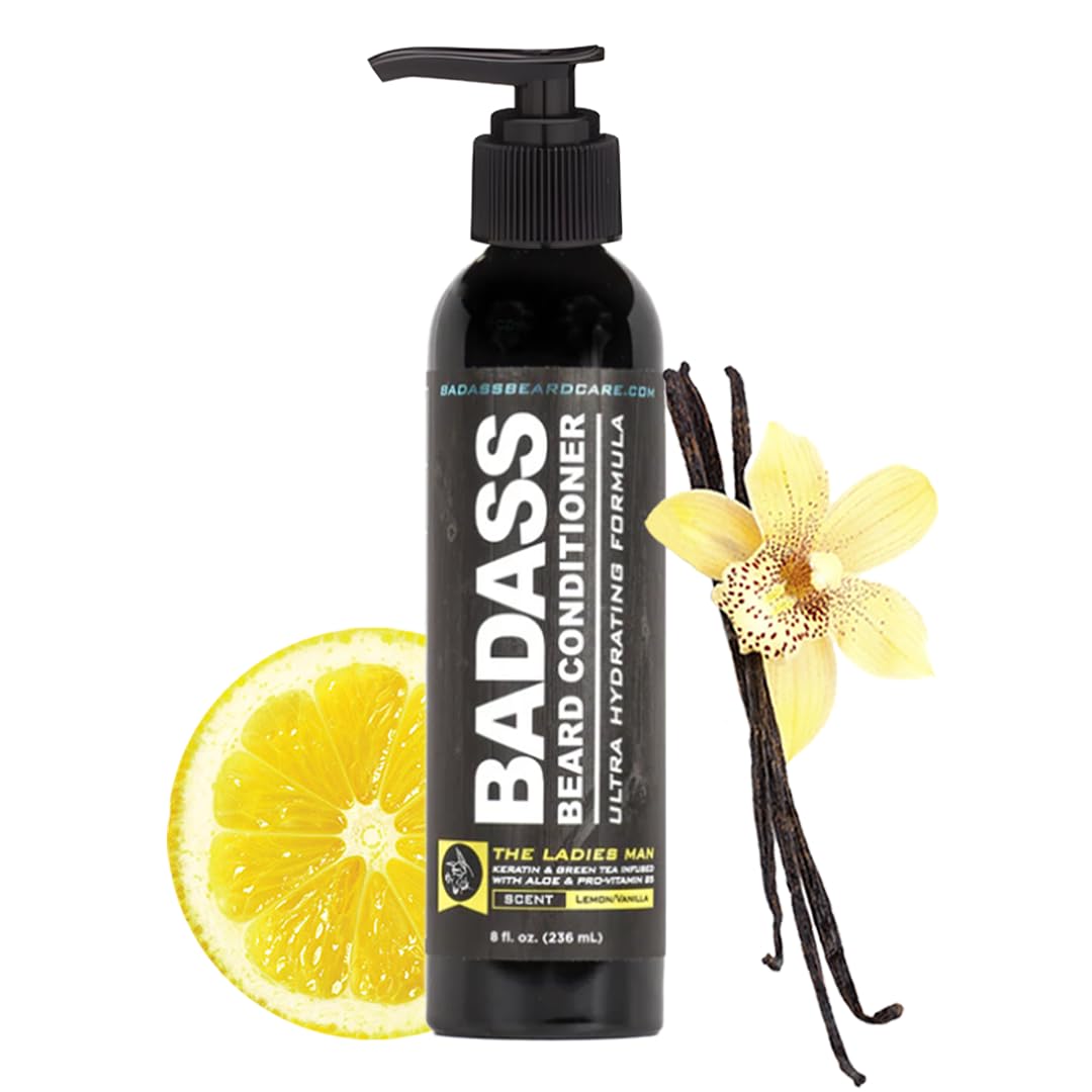 Badass Beard Care Beard Conditioner For Men - THE LADIES MAN, 8oz - Made of Natural Ingredients for A Healthy, Soft, & Itch Free Beard and Mustache