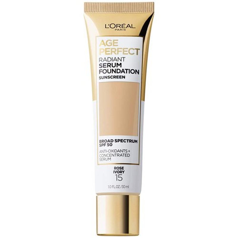 L'Oreal Paris Age Perfect Radiant Serum Foundation - SPF 50, Rose Ivory, 1 Ounce