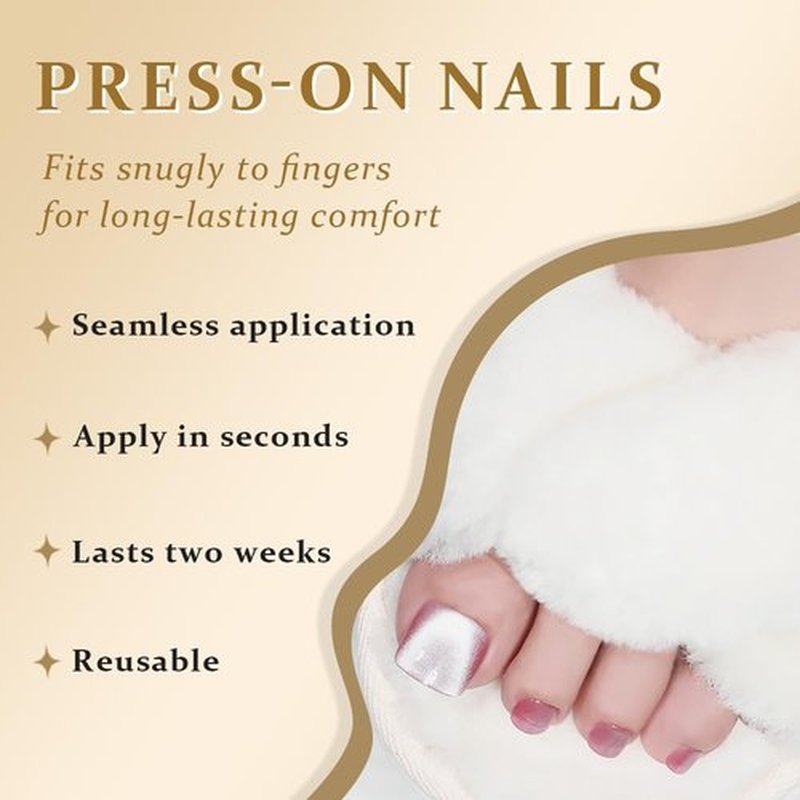 evpct Dusty Rose Pink Cat Eye Press on Toenails for Women, Glossy Glitter Fake Toe Nails Women Girls Gift, Soft Press Stick on Toenail with Kits Perfectly Fit Full Cover Reusable Cateye Fake Toenails