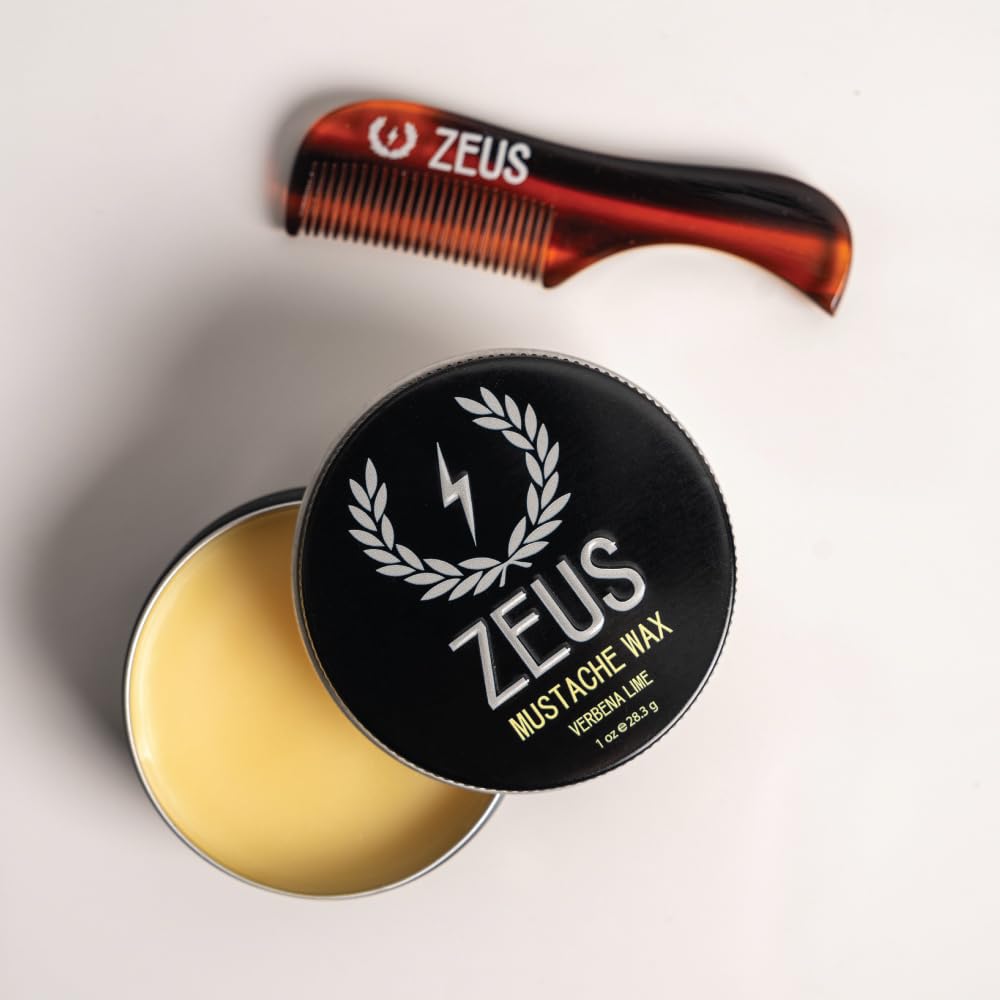 ZEUS Mustache Wax for Men with Beeswax, Grape Seed & Shea Butter (3 Pack)