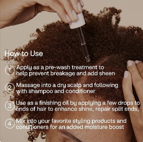 4U by Tia Multi-Use Hair Oil - 3A-4C Hair Type HEMI15 & Vitamin C Hair Balm - Nourish, Repair, Frizz Control, Natural Ingredients (2 fl oz)