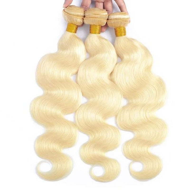 Blonde Bundles 613 Body Wave Bundles Human Hair 14 16 18 Inch Brazilian Virgin 613 Blonde Body Wave Bundle Double Weft Hair Extenisons 50 Gram Per Bundle