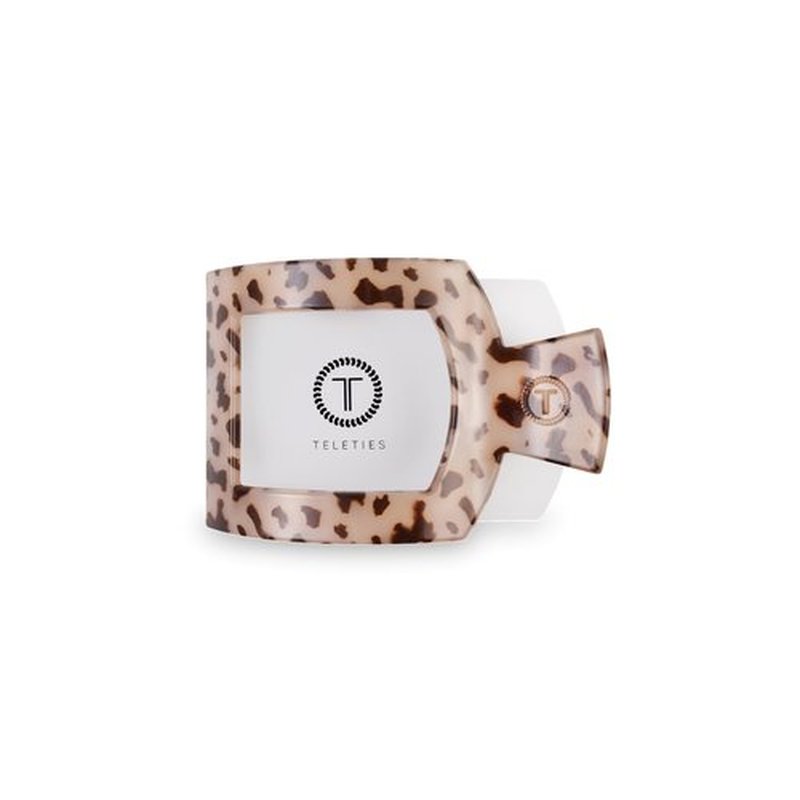 TELETIES - Small Flat Square Clip - For Lying Down, Yoga, Driving & More - Strong Grip, Bendable Teeth, Comfortable Curved Design - Ideal for Thin-Medium Hair - Core Collection - Blonde Tortoise